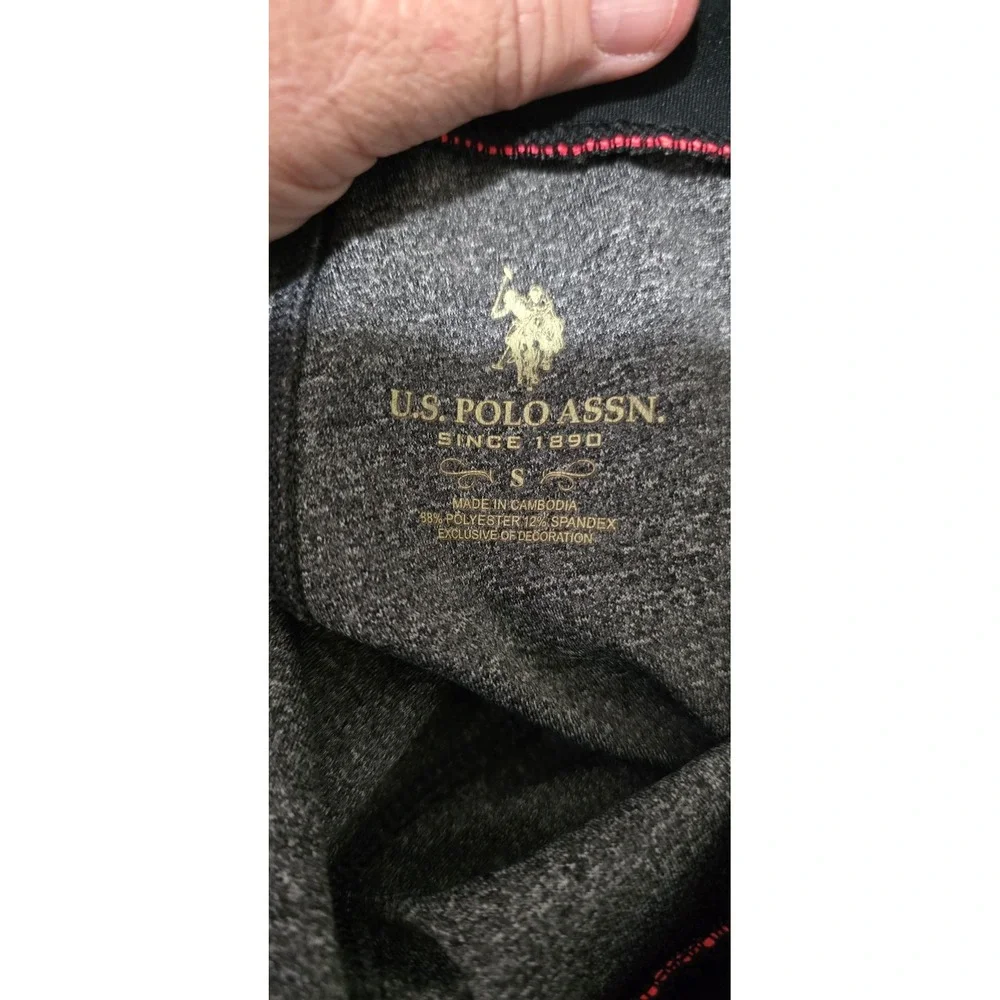US‎ Polo Assn. Leggings Women's S Black Gray Stretch Mesh Activewear Yoga Pants